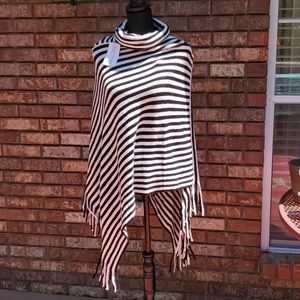 Black and white striped poncho